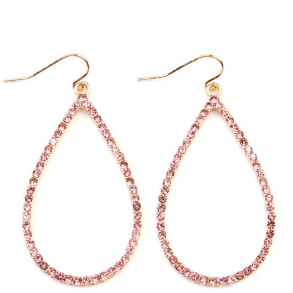 💗💗PINK RHINESTONE EARRINGS 💗💗 - Picture 1 of 3